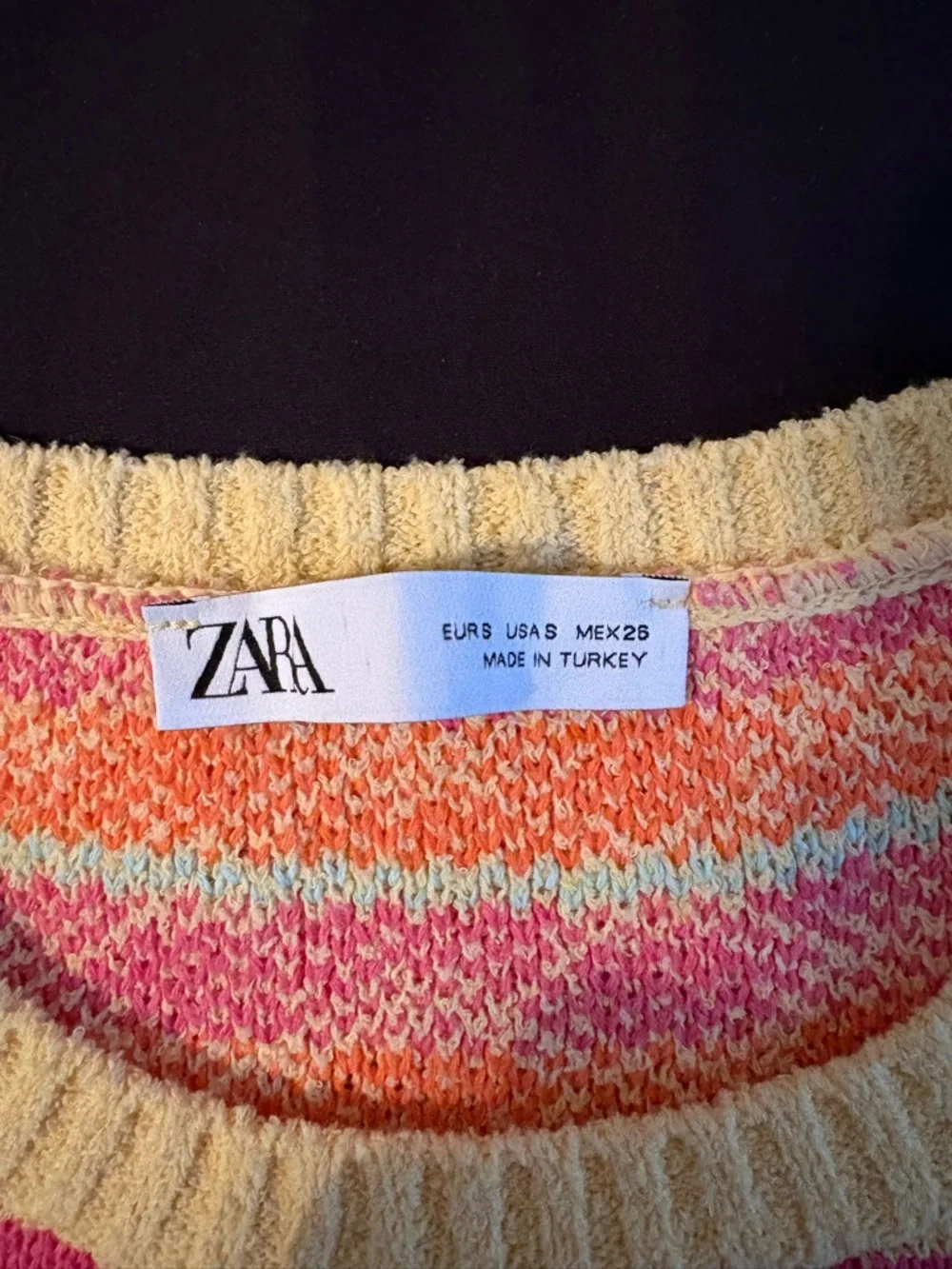 Zara Yellow Pink Orange Patterned Knit Crop Top - Picture 3 of 3